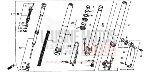 FOURCHETTE AVANT (2) CR250RW de 1998